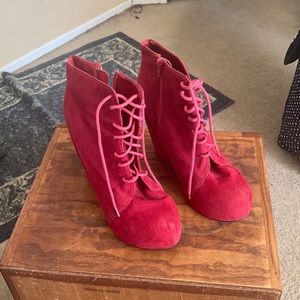 Glaze Camila Lace-Up Bootie Wedge Platform